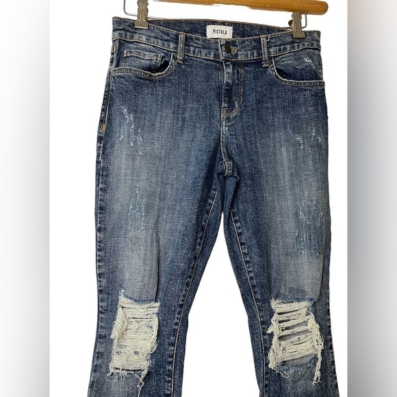 Pistola Vintage Wash Distressed Raw Hem Skinny High Rise Jeans Size 26 Stretch - Picture 2 of 6